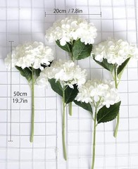 12PCS 15.4In Artificial Hydrangea Silk Flowers Bouquet Faux 12pc-white