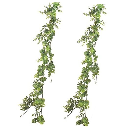Artificial Boxwood Garland, 2 Packs 6 Ft Lifelike Greenery Vine Hanging
