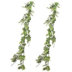 Artificial Boxwood Garland, 2 Packs 6 Ft Lifelike Greenery Vine Hanging