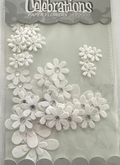 Celebrations Sparkle Paper Flower by Petaloo Jeweled Daisies Wedding White 44 pc