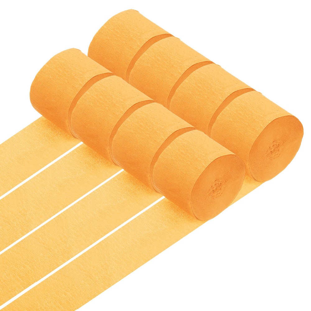 8 Rolls Crepe Paper Streamers 656ft Rainbow Streamers, Light Orange