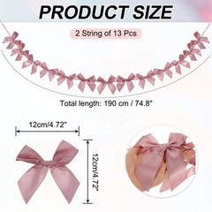 2 String of 13 PCS Purple Bow Garland Banner Decoration Party Bow
