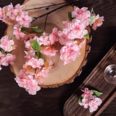 4 PINK 40″ tall Bushes with Silk Cherry Blossoms Flowers Party Wedding Bouquets