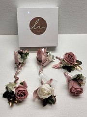 Ling’s Moment Boutonniere Set 6Pc Groom Groomsmen Wedding Artificial Flower