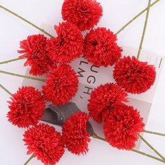Pcs Artificial Chrysanthemums Flowers Silk Ball Flowers Fake Mums 12 Red
