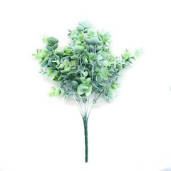 3 pcs 14″ tall Frosted Green Eucalyptus Artificial Greenery Bushes Wedding Party