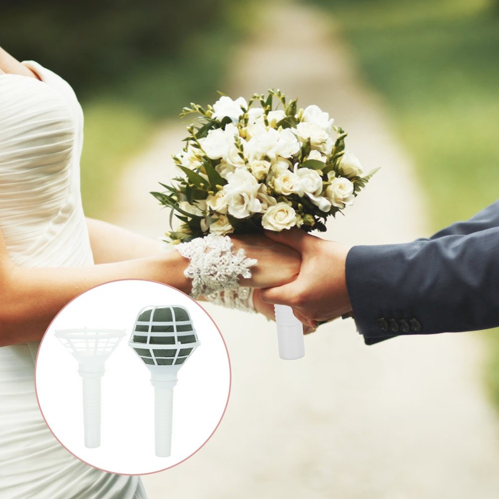 4Pcs Reusable Plastic Wedding Bouquet Holders for DIY Bridal Flower Handlers