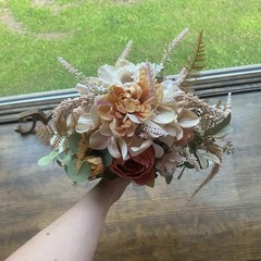 Bridal Wedding Bouquet Exquisite Budget Handmade Faux Floral Champagne Red/ Pink