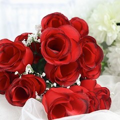 84 Black and Red SILK ROSE BUDS Wedding Flowers Bouquets Decorations on SALE