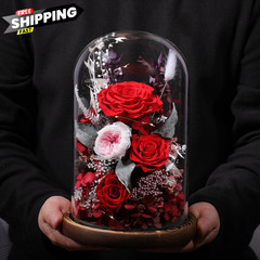 lovenfold Flowers for Delivery Preserved flowers Rose in Glass Red – Winter