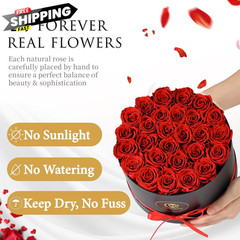 ChosiaRose Flowers Forever Preserved Roses – 27 Large, Red