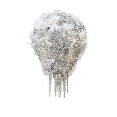 White Hydrangea Drop Brooch Bouquet Silver Wedding Bouquets Crystal Teardrop …