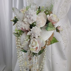 Seaside Crystal Treasures Faux Silk Wedding Bouquet