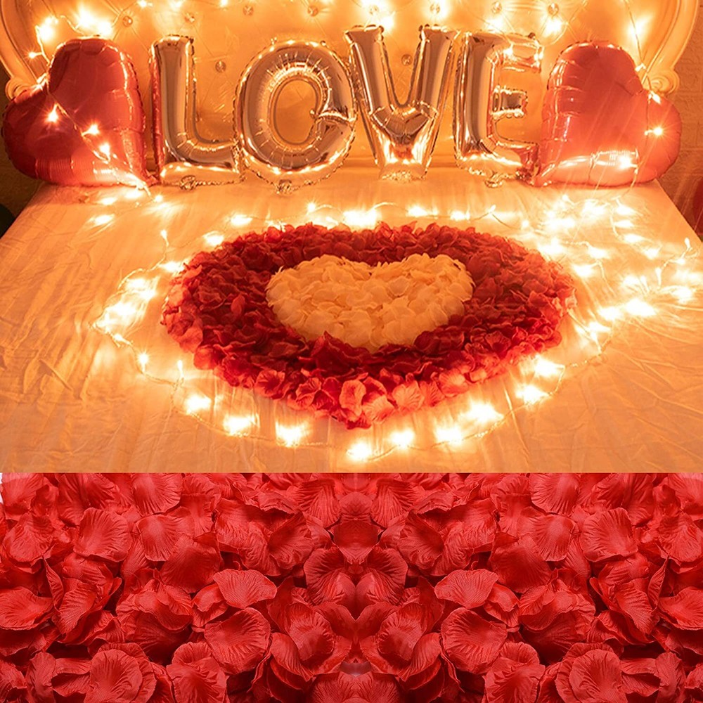 2000Pcs Red Artificial Fake Rose Petals Wedding Romantic Event Party Decor USA