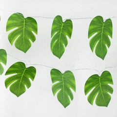 10 ft Green LED Artificial Monstera Leaves Garland String Lights Party Events