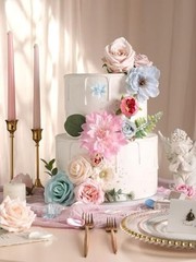 Artificial Flowers Roses Fake Flowers with Stems Blue Pink Artificial Blue&pink