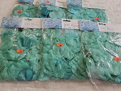NOS Darice Victoria Lynn Rose Petals 100/Pkg Teal 6 Pkg Lot