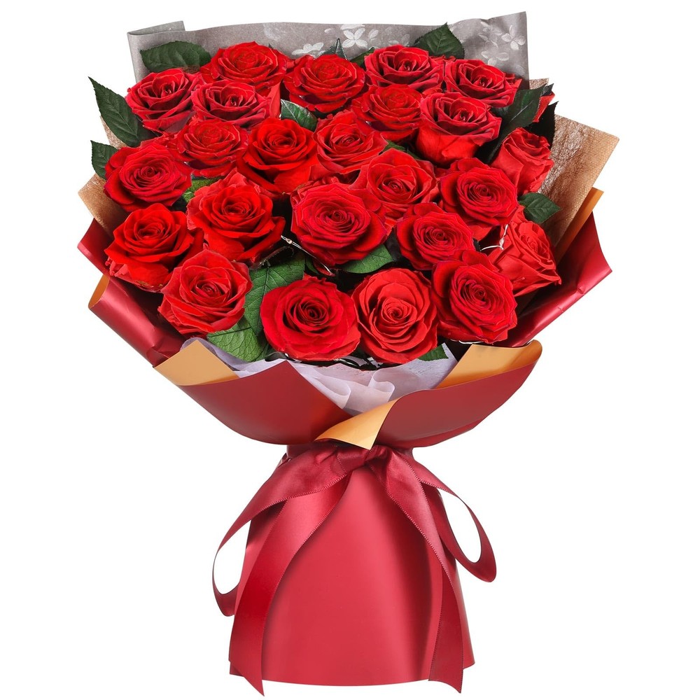 ADDWel 24 Pcs Preserved Real 24 Roses, Red Roses Bouquet – 24