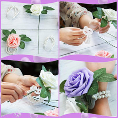 24 Pieces Corsage Wristlet Elastic Pearl Wrist Bands Wedding Wrist DIY Faux Flow
