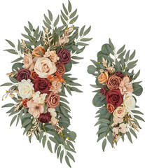 Burnt Orange Wedding Arch Flower Swags – Terracotta Floral Arrangements Set of 2