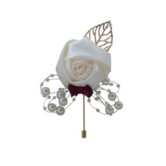 Artificial Rose Pearl Corsage Wedding Party Buttonhole Bride Groom Bridesmaid