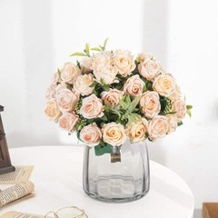 Artificial Flower Ten Head Silk White Rose Bundle Scrapbook Valentine Wedding Ou