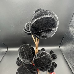 Black Velvet Ball Pick Artificial Floral Stem Deco Floral NEW ~ Set of 5 Stems
