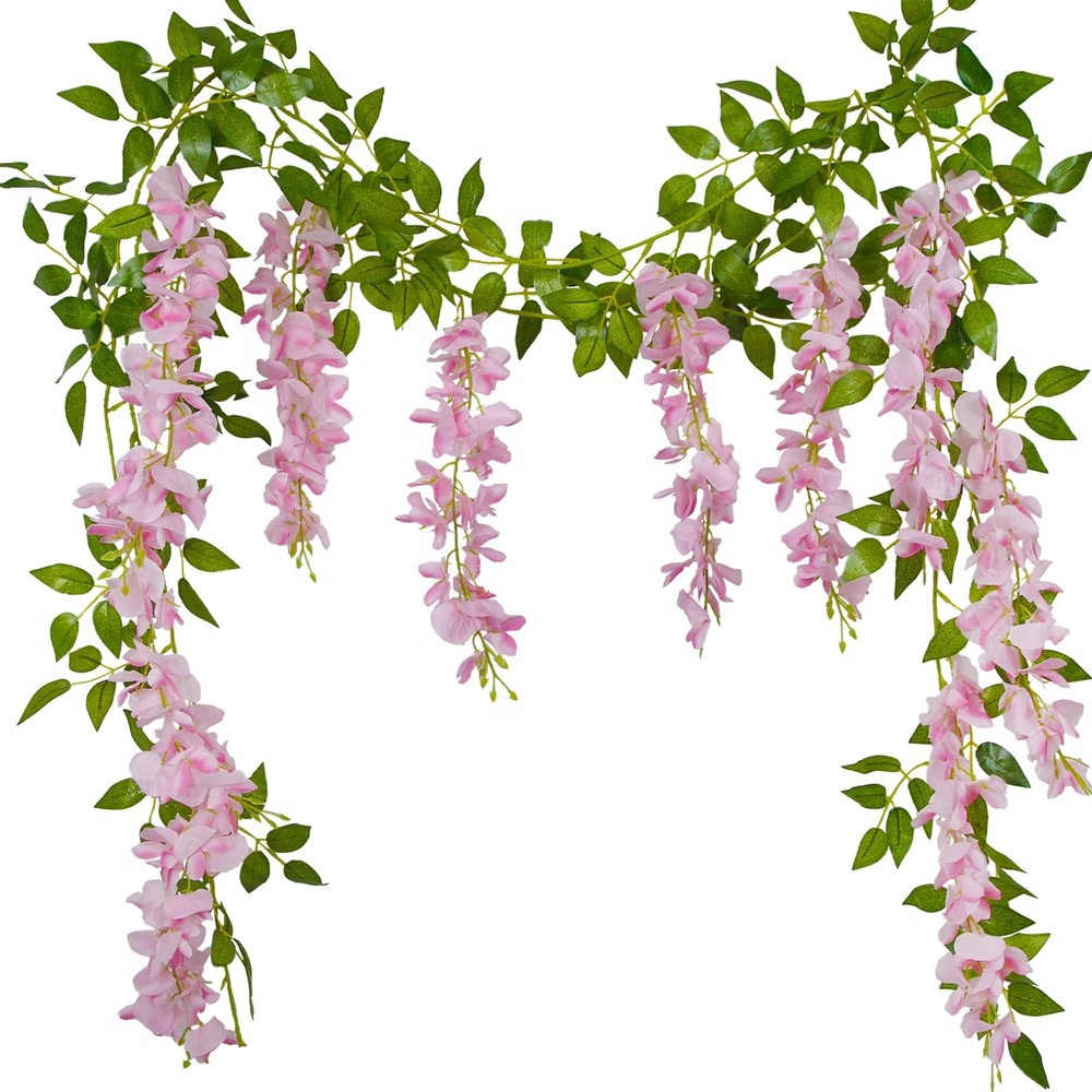 GhuaH 2 Pcs Wisteria Garland Artificial Flowers Hanging 5.9 ft, Pink