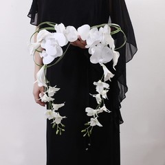 Realistic White Silk Artificial Flower Bridal Bouquet Elegant Handheld Flower