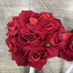 Red Rose Bridal Bouquet with Flower Girl bouquet – Both Wrapped in White Ribbon