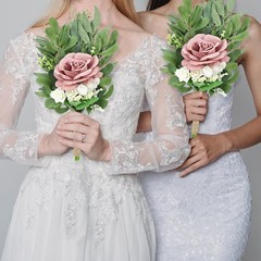 8 Inch Bridesmaid Bouquets Set of 4 – Artificial Flowers Greenery Bouquet for…