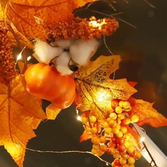 Maple Teardrop Wreath Fake Wall Decor Hanging Farmhouse Ornament Rustic Fall