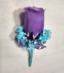 Light Purple Teal Rose Calla Lily Bridal Wedding Bouquet Accessories