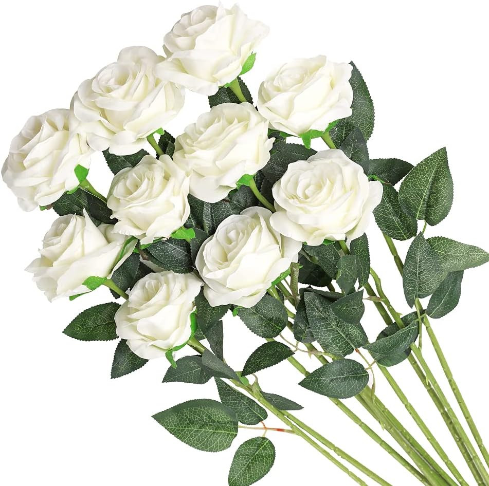 Artificial Flowers Silk Roses Fake Bridal Wedding Bouquet for Home Gar