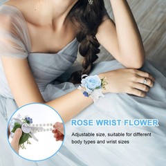 Artificial Flower Wrist Corsages Wristlet Band Prom Decor Hand Bracelet