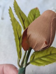 Vintage Artificial Corsage Boutonniere Lot of 5 Prom Wedding Fabric Wood Flowers