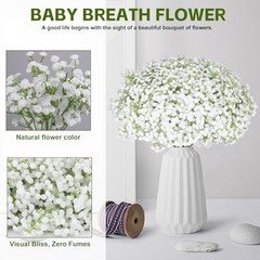 30 Pcs Babys Breath Artificial Flowers, 17.7″ Real Touch White Gypsophila