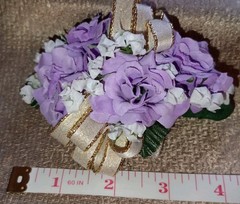 NEW 4″ Long Artificial Lavender Rose Wrist Corsage With Sparkly Gold Bow