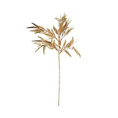 2 Gold 33″ Artificial Bamboo LEAVES Branches Metallic Faux Greenery Stems Party