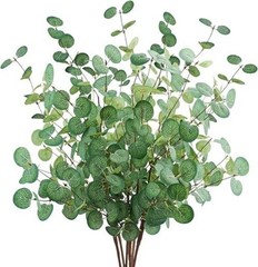 Set of 6 Green Artificial Eucalyptus Leaves – 28″ Tall – Silver Dollar