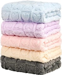 5 Pcs Manta Bebe Corazones Suave Regalo Recien Nacido 30×40 Beige Gris Azul Rosa