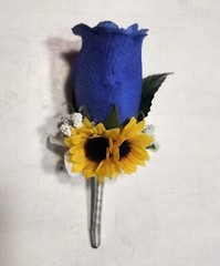 Royal Blue White Rose Sunflower Bridal Wedding Bouquet Accessories