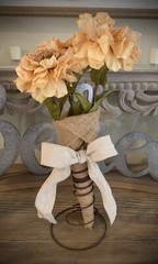 Rustic Burlap And bedspring Flower Holder Centerpiece Wedding