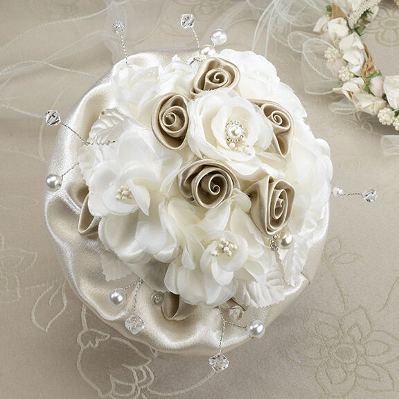 bridal bouquet taupe ivory rose wedding bride wedding flowers