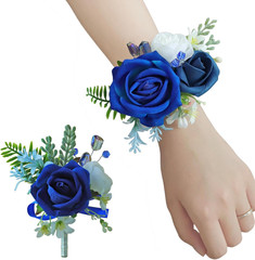 Pink Corsage and Boutonniere Set, Prom Wedding Homecoming Wrist Corsage Wristlet