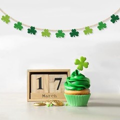 4.5 FT St.Patrick’s Day Shamrock Garland for Decorations, St.patrick.retro