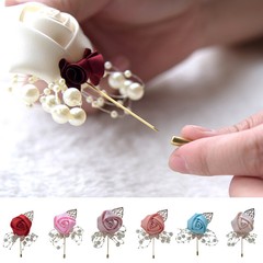 Artificial Rose Pearl Corsage Wedding Party Buttonhole Bride Groom Bridesmaid