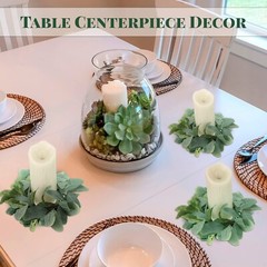 Panelee 20 Pcs Wedding Candle Rings Wreaths Green Eucalyptus Leaves Artificia…