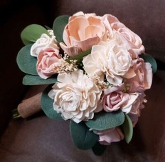 Blush Peach Pink Bridal Bouquet Sola Wood Flower Dusty Rose Wedding Flowers