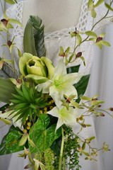 Green Tropics Boho Faux Silk Wedding Bouquet